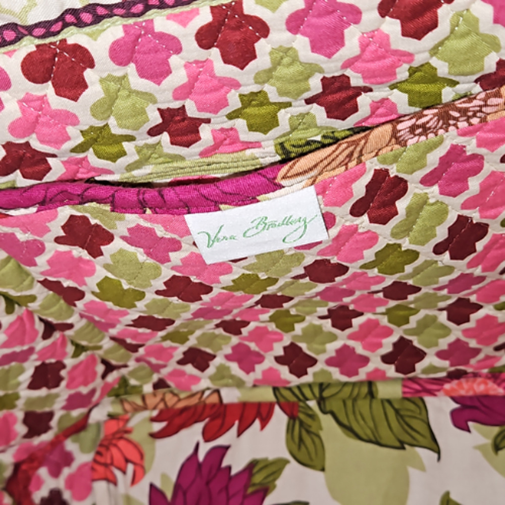 Vera Bradley Hello Dahlia Handbag Pink Flowers Quilted Shoulder Bag Tote Purse - Picture 3 of 7